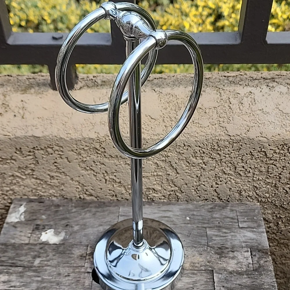 Hand Towel Rack Silver Metal - Picture 2 of 4